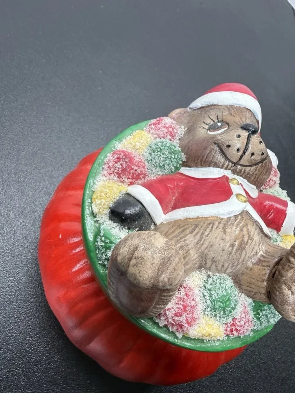 Vintage Dona's Mold Bear Sugar Gum Drops Trinket Box Candy Dish Christmas Decor